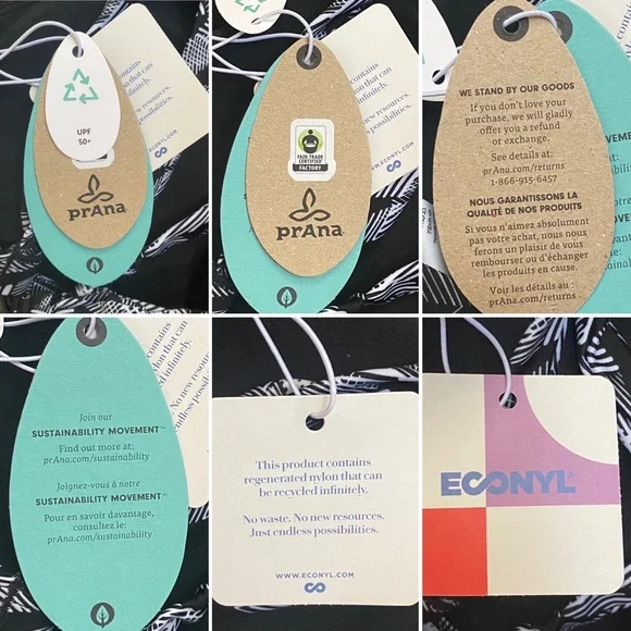 PRANA • NWT! “Regan” High Neck UPF 50+ Bikini Top - Black Springtime - Size S - Picture 9 of 16